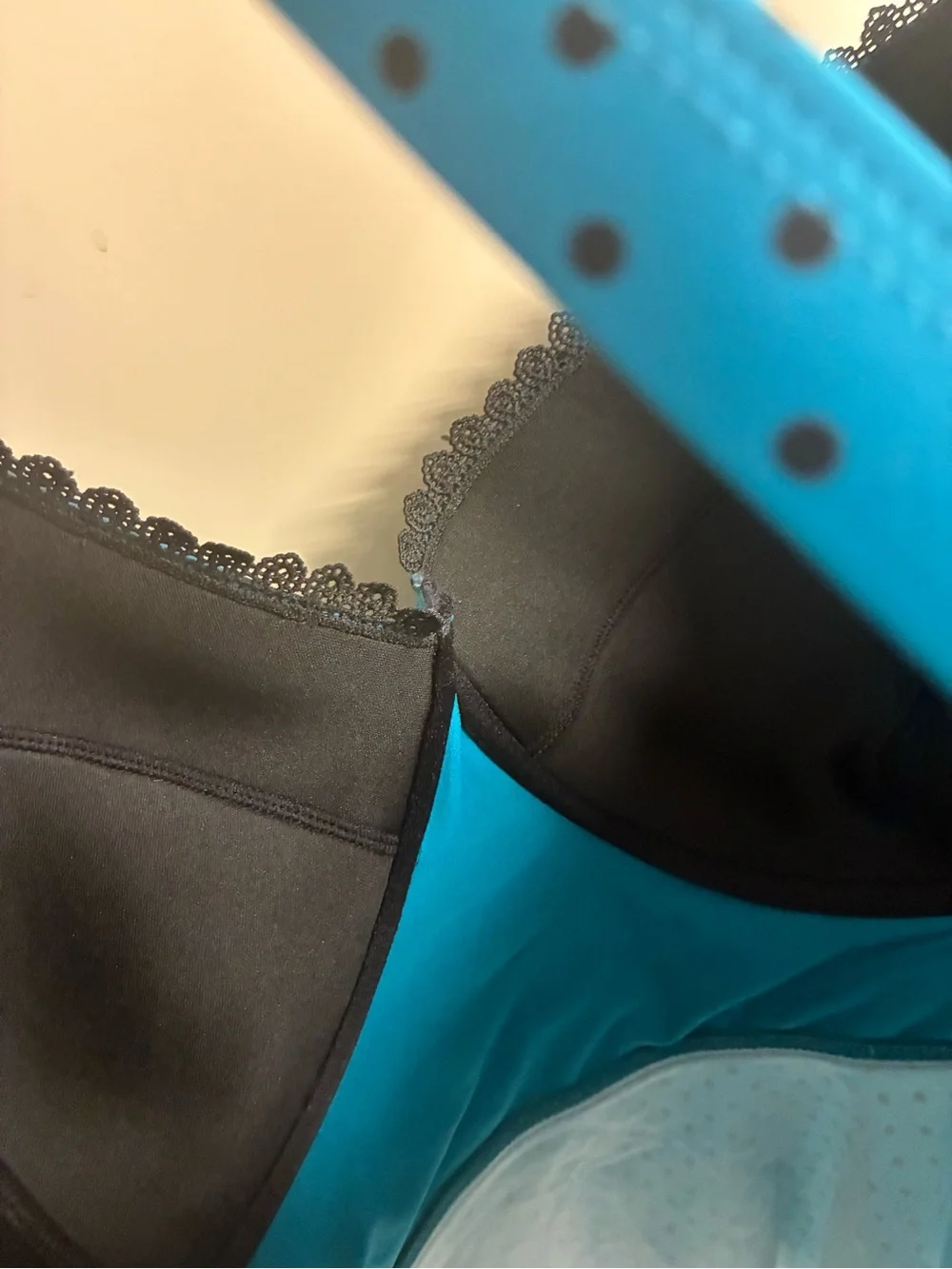 Terra & Sky Teal and Black Polka Dot Swim Top